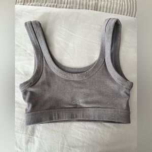 Alo Yoga Gray Ribbed Sports Bra